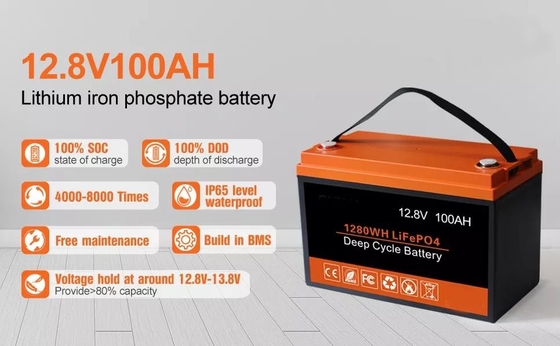 12 kg Akumulator do przechowywania energii słonecznej UN38.3 100AH ​​12 V LiFePO4 Akumulator do głębokiego cyklu