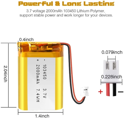 103450 Akumulator litowo-polimerowy 3,7 V 57 g Akumulator litowo-jonowy 2000 mAh
